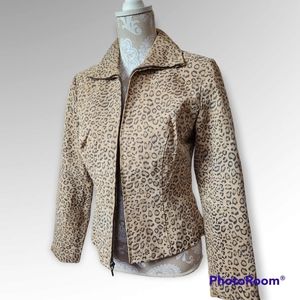 Yvonne Marie Mobwife Leopard print suede leather jacket size 6